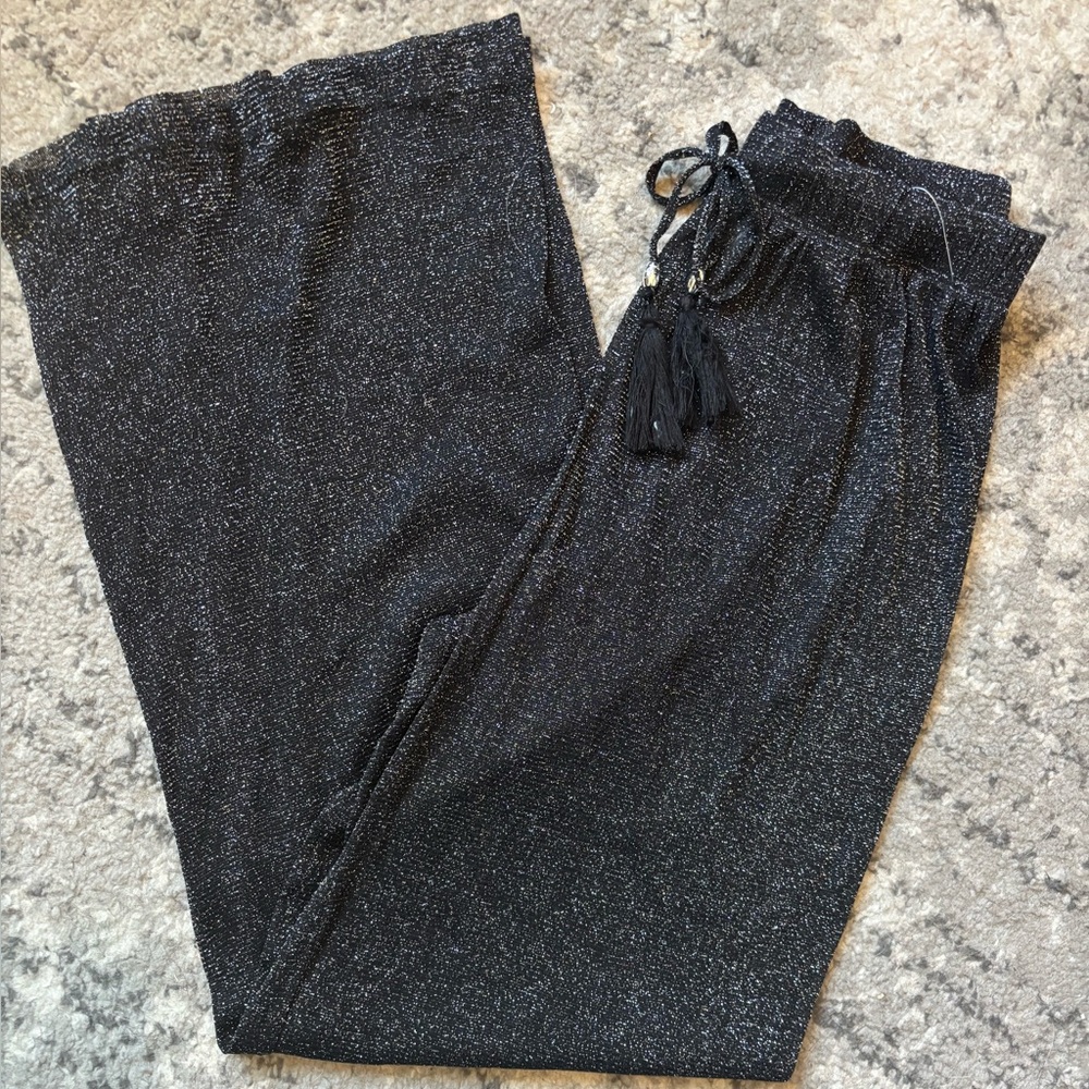 Sandy Beach Black Sparkle Cover Up Pants